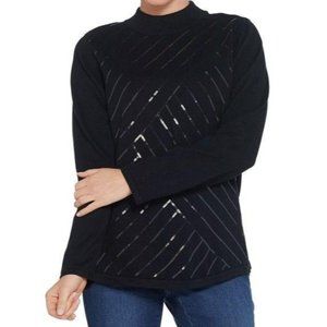 Joan Rivers Mock Turtleneck Sweater w sequins Black Size X-Small